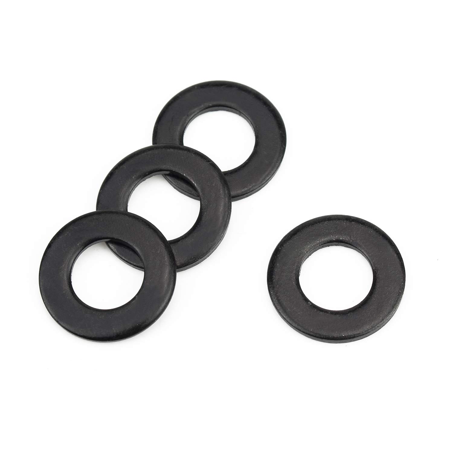 M8 Black Zinc Alloy Flat Washers - 100-Pack Rust-Resistant Hardware For DIY & Auto Projects