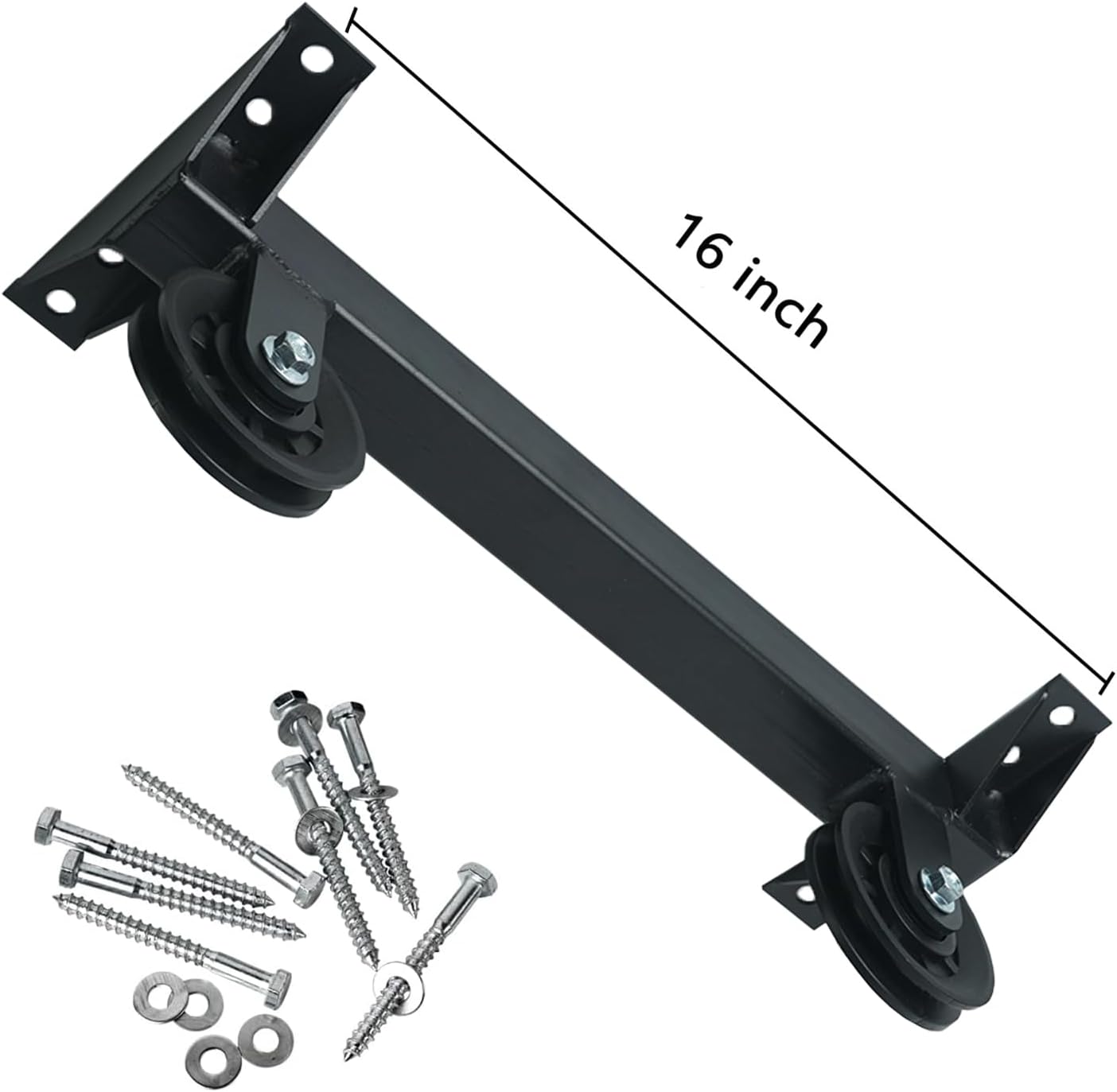 Luwint Ceiling Mount Gym Pulley System Stand, LAT Pulldown Squat Rack Attachments for DIY Home Gym Garage, 16”Hole Spacing (Bracket with Pre-installed Pulleys Only)