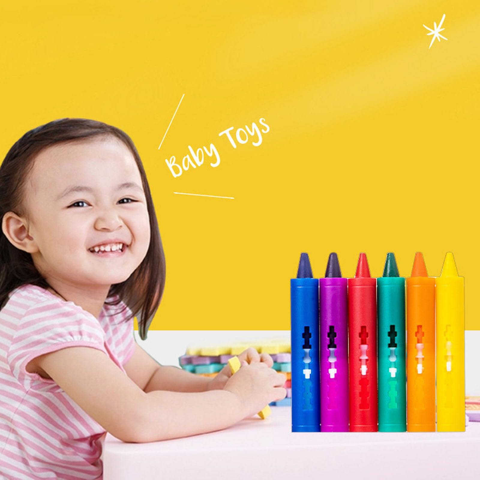 6 Color Washable Bath Crayon Pen for Colorful with Holder Toddler Art Drawing Coloring Doodling Bathroom — view 6