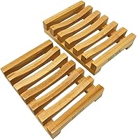 Vista 1 de Bamboo Soap Dish, 2pc Rectangular, Light Brown, 3.4 x 4.5 inches, 0.14 pounds, Bathtub