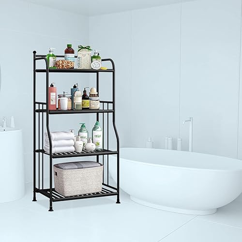 Miniatura 7 de Estantería para panaderos, estantes de almacenamiento de metal, organizador de estante de lavandería, estantes de pie para lavandería, cocina, baño,