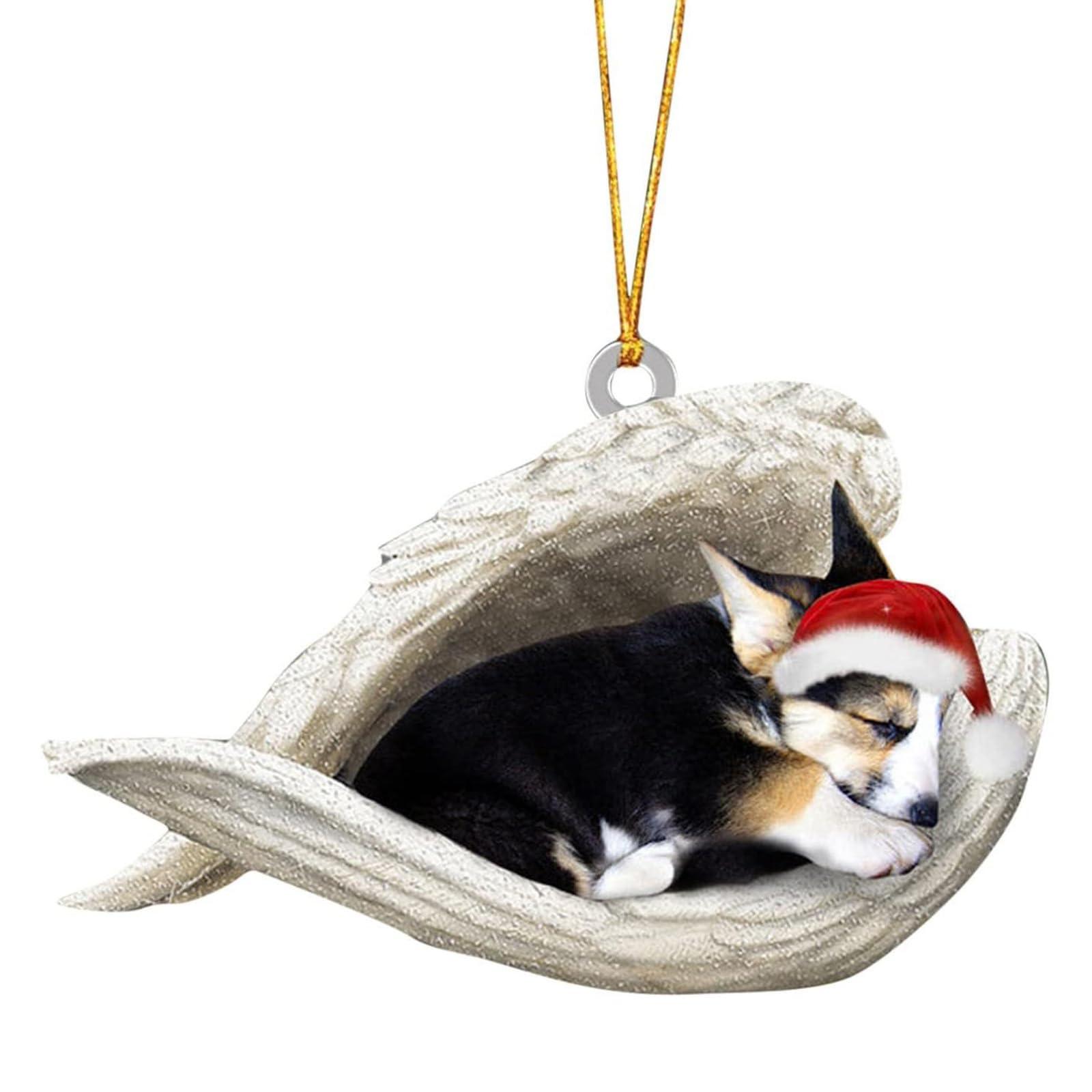 KAQNTUD Car Interior Decoration Shatterproof Acrylic Angel Dog Hanging Ornament for Christmas Tree Wreath Vehicle Interior Shatterproof Christmas Hanging Ornament