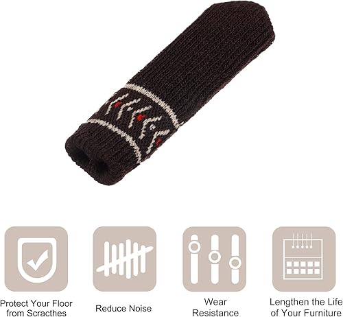 Miniatura 3 de uxcell Calcetines para patas de silla, 16 unidades, calcetines de muebles de punto, protectores de pies de mesa para suelos de madera (marrón)