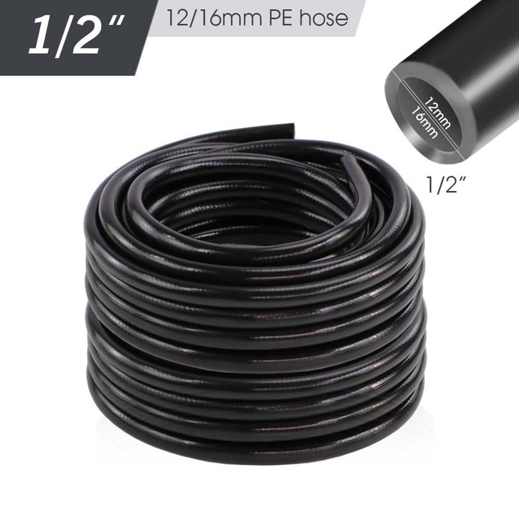 Manguera De PE For Riego por Goteo, Bricolaje, 1/4 "-1/2", 5-50m, Riego De Jardín | Tubo flexible, resistente a los rayos UV y a los ácidos, de -40 °C a 80 °C.(1/2,50m)