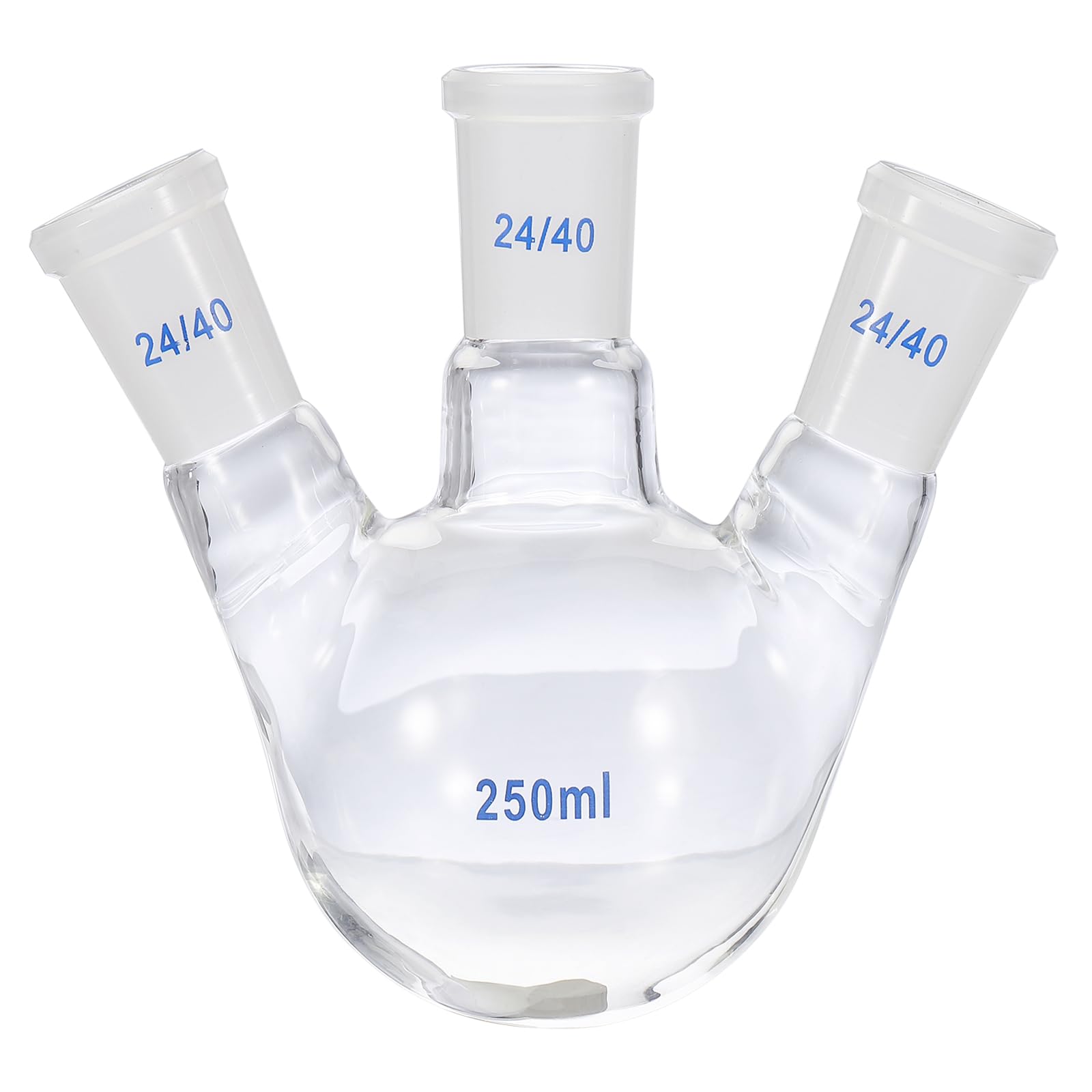 PATIKIL 250ml Boiling Flask, 3.3 Borosilicate Glass 3 Neck Round Bottom Flask Heavy Wall with 24/40 Standard Taper Outer Joint for Laboratory, Clear