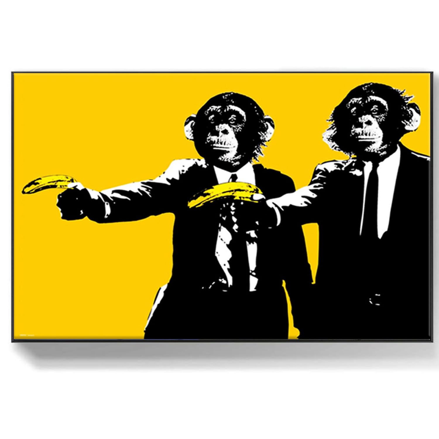 DQTUYIOP Banksy Art Print Monkey Banana Gun Frameless 60x80cm Abstract Wall Art for Living Room Canvas Print of Banksy Grafitti Famous Painting Reproductions Wall Hangins, Bedroom Home Decorations