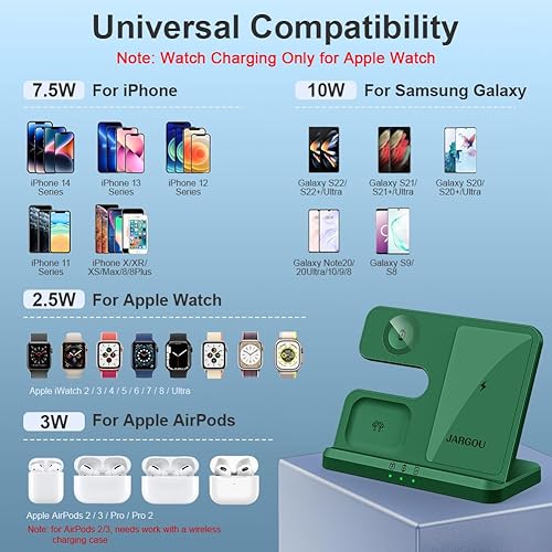 Miniatura 2 de Estación de carga 3 en 1 para cargador inalámbrico Apple para iPhone 16 15 14 13 12 11 X 8 y para cargador de Apple Watch Estación de carga