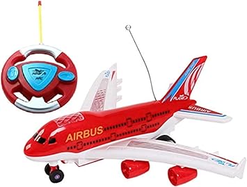 YSAMAX Air Bus Remote Control Airplane, Flight Aeroplane Plane, Electric RC Kids Toy Gift, Good-Speed RC Aeroplane, With Light & Music Runs on Ground, Plane Toy, RED