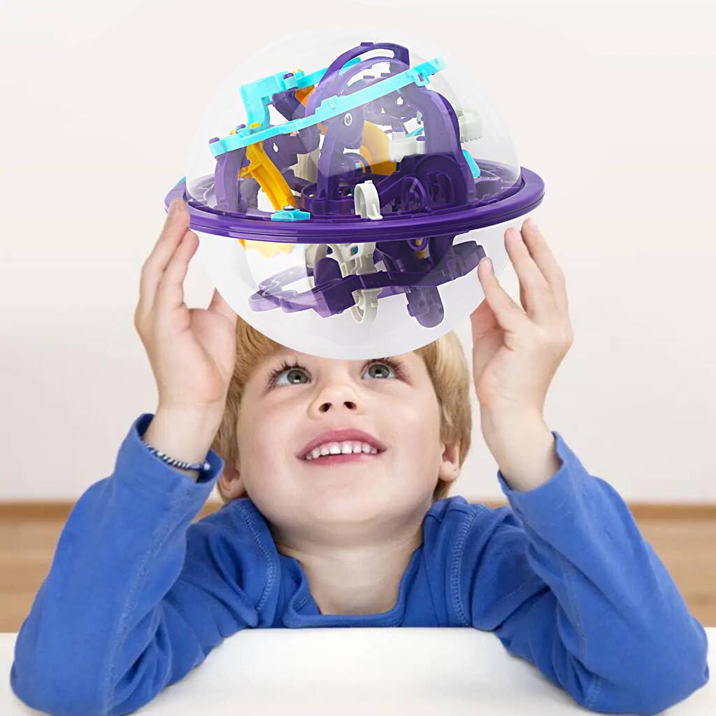 Bola de laberinto, juego interactivo 3D de esfera de laberinto (6.3 in, 6.3 pulgadas) con 118 obstáculos, laberinto, rompecabezas de bola para niños, juguetes educativos mágicos para niños 2