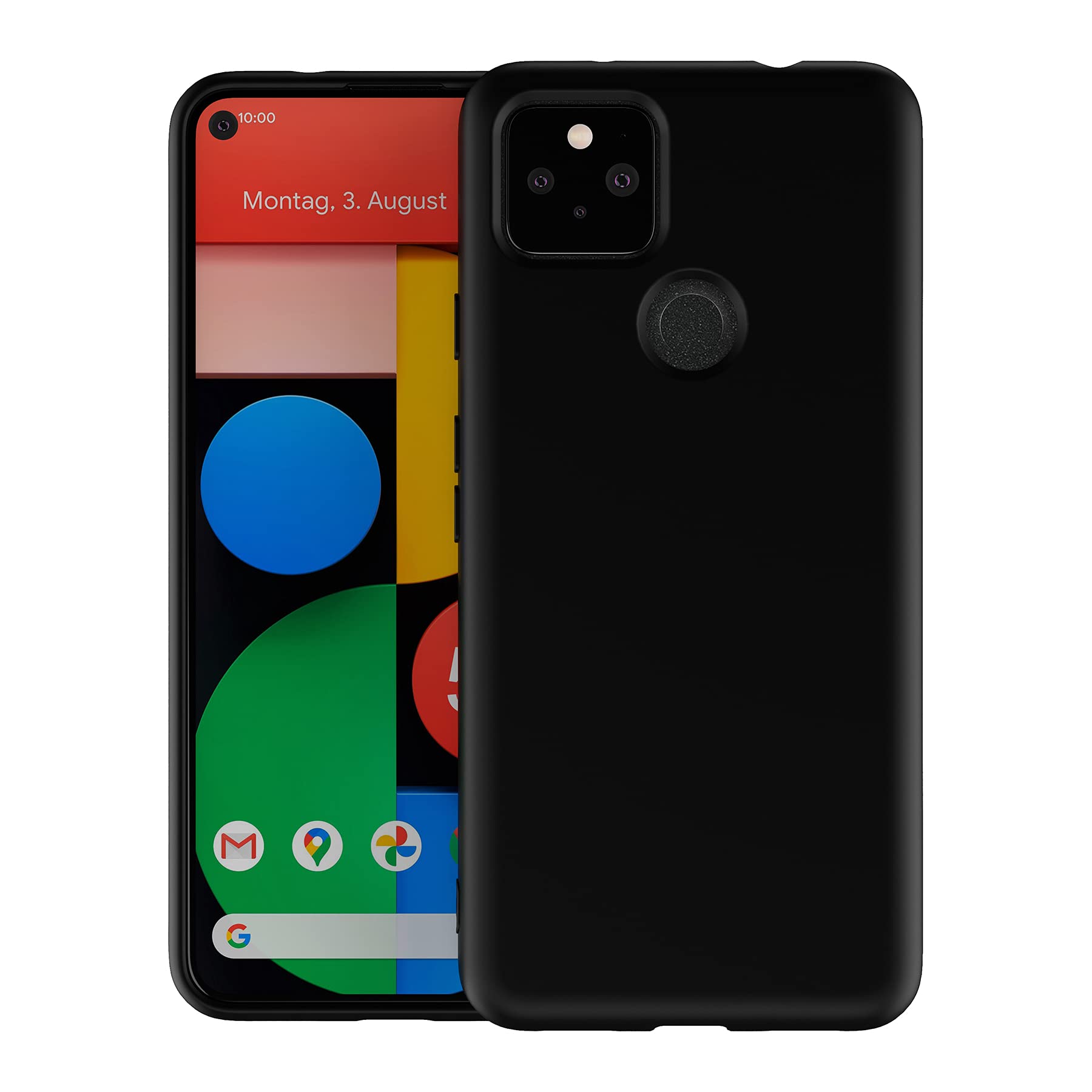 FeitennSilicone Case for Google Pixel 5A 5G Case, Liquid Rubber Flexible Cover Bumper Shockproof Anti-Fingerprint with Soft Microfiber Lining Cushion Slim Shell for Pixel 5A 5G 2021 (Black)