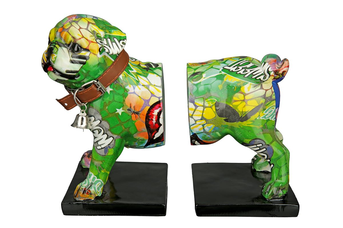 Gilde Poly Buchstütze Mops Street Art Decorative Figurine, Multicoloured, Unique
