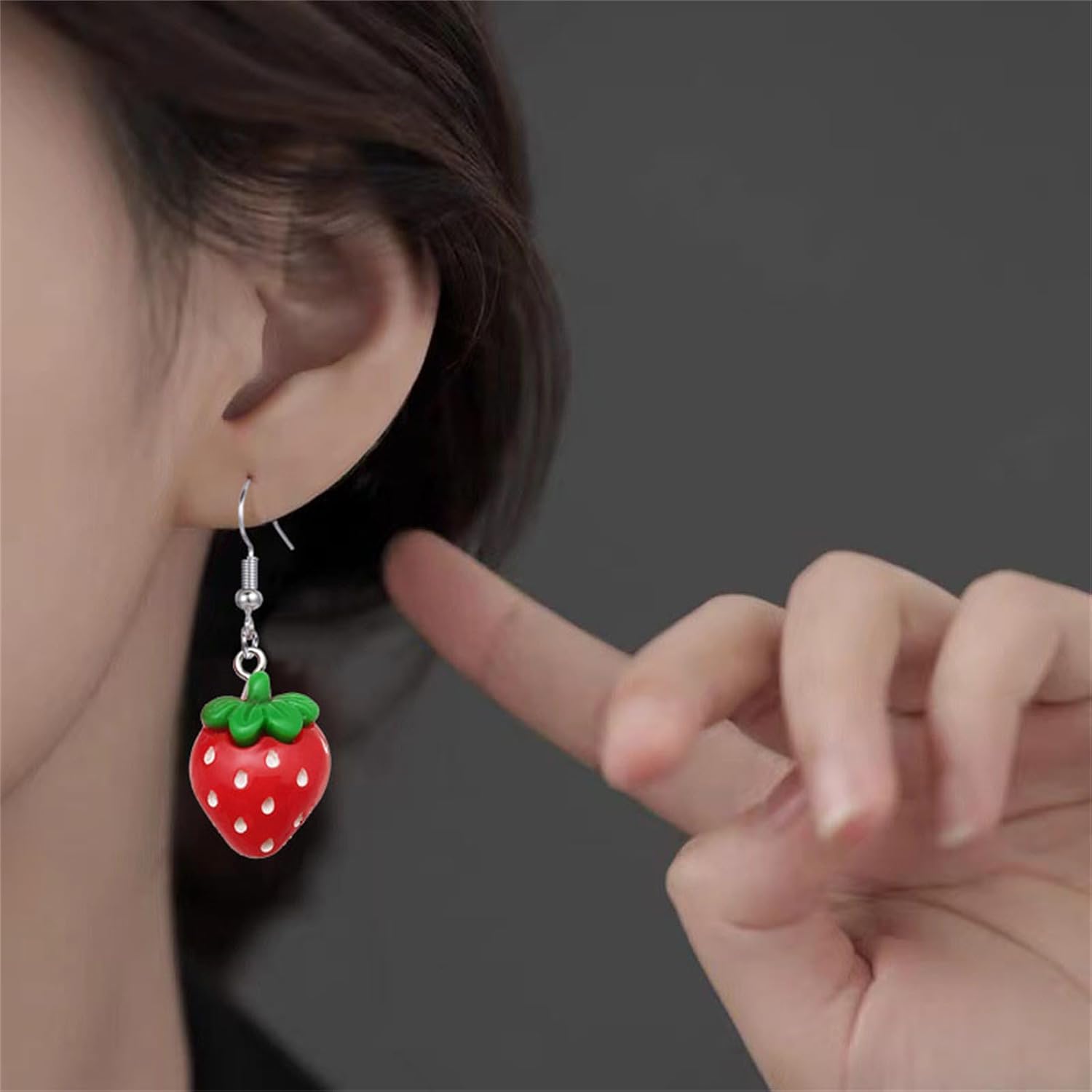 coadipress Strawberry Drop Dangle Earrings for Women Lifelike Simulated Strawberry Earrings Cute Red Resin Fruit Drop Earring - Image 4