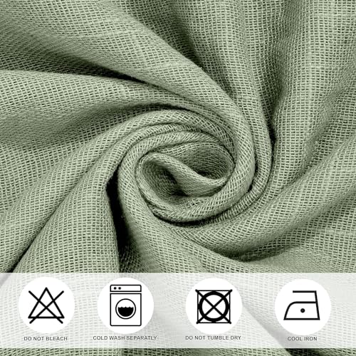 Image of THE LINEN COMPANY 7 Feet Window Sheer Cotton Grommet Curtain Panels Taxture Linen Decorative for Bedroom Living Room Avocado Green Curtains, 1 Piece (L- 213 CM, W- 137 CM)