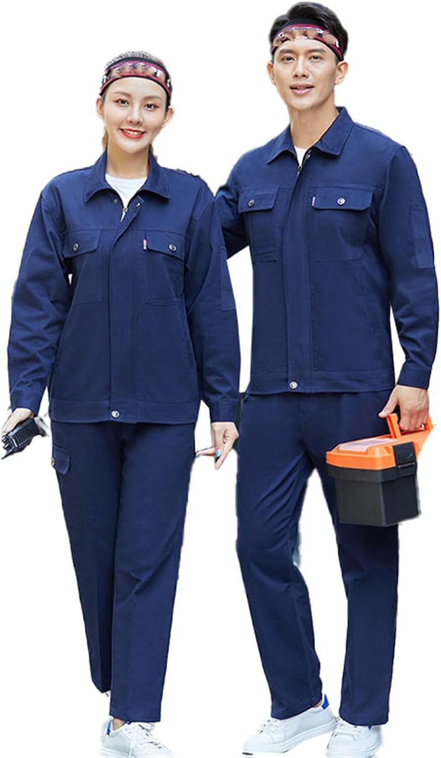 Men's Spring Autumn Workwear Suit Set - Long Sleeve Jacket and Pants for Factory Workshop