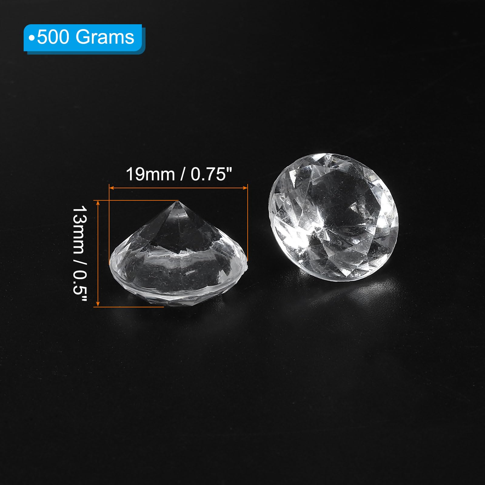 PATIKIL 270Pcs Acrylic Diamonds Vase Fillers Plastic 19mm Fake Crystals Gems Wedding Table Scattering Diamond Confetti for Wedding Decor Bridal Shower Party Transparent (500Grams/1Pound) - Image 2