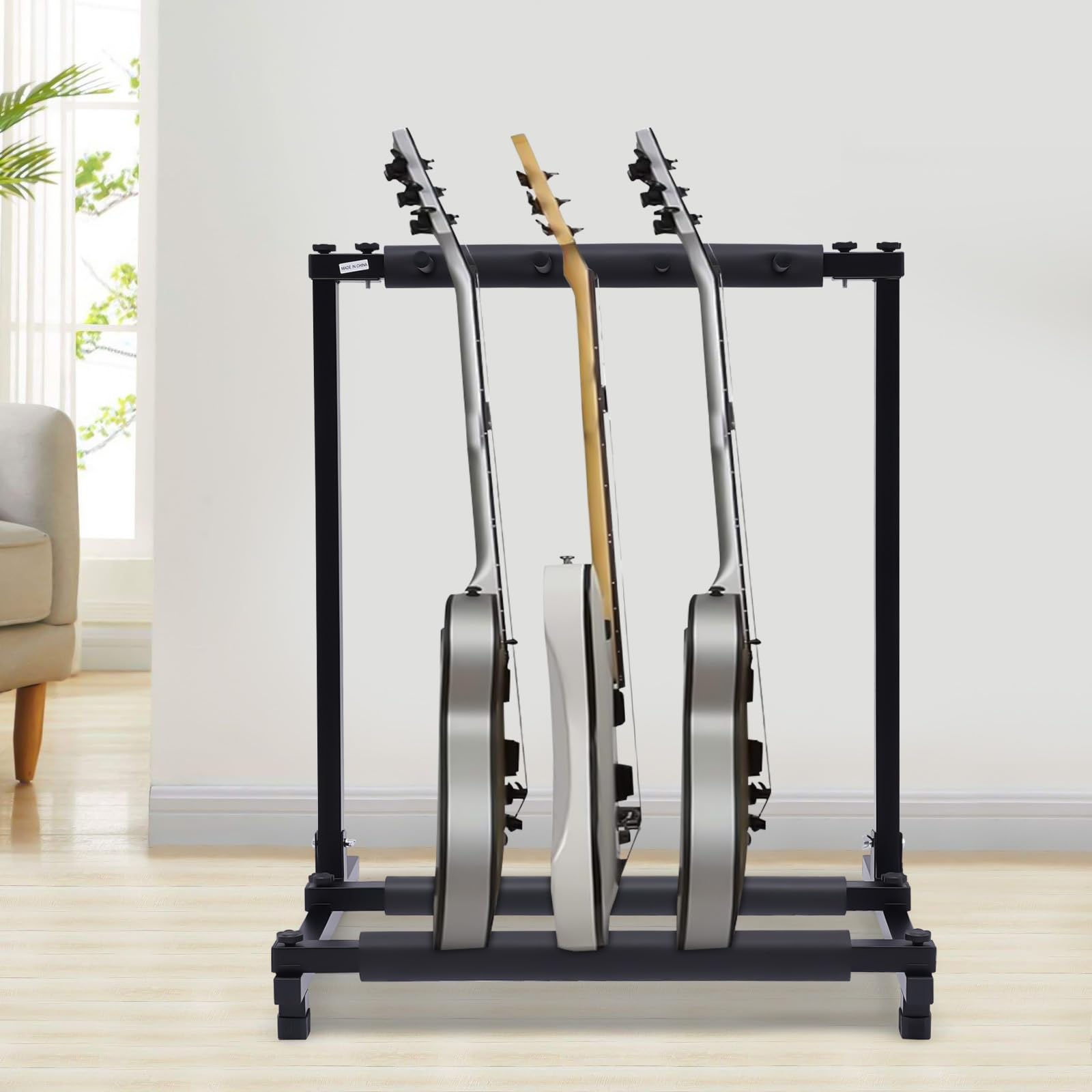 Soporte plegable para guitarra con 3 compartimentos, con espuma EVA para guitarras eléctricas, acústicas, bajos eléctricos