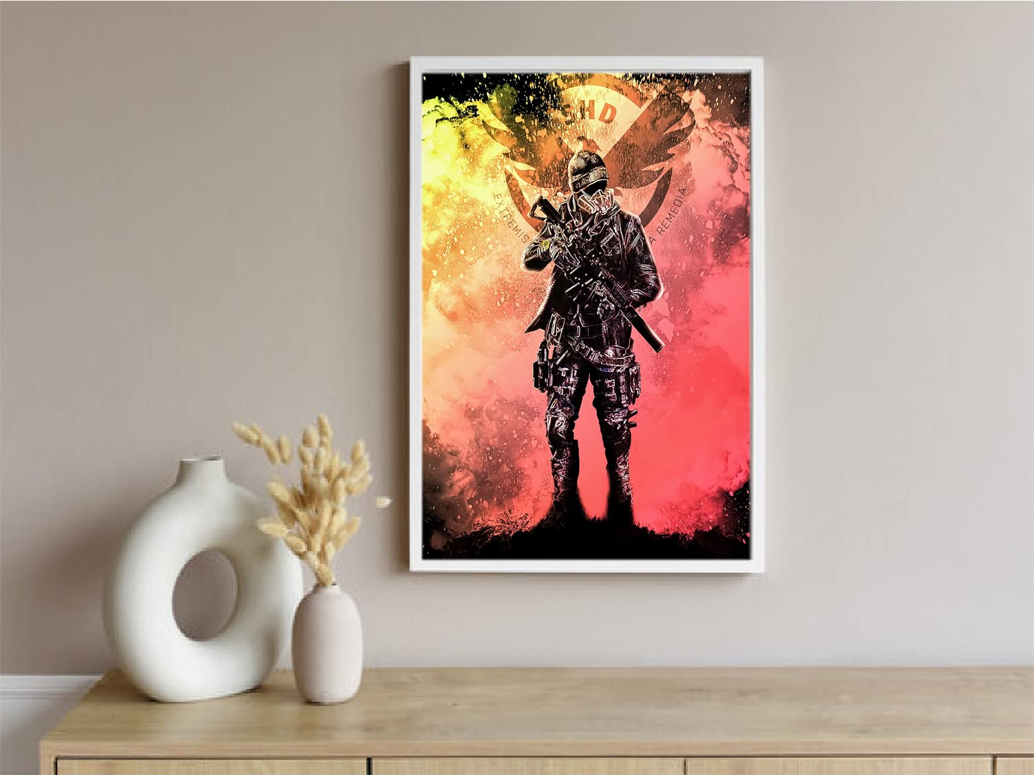 Xtreme Skins Designs Print White Wood Floater Framed Canvas Wall Art Decoration Poster (10x14 Inch) - Soul Of The Dark Zone