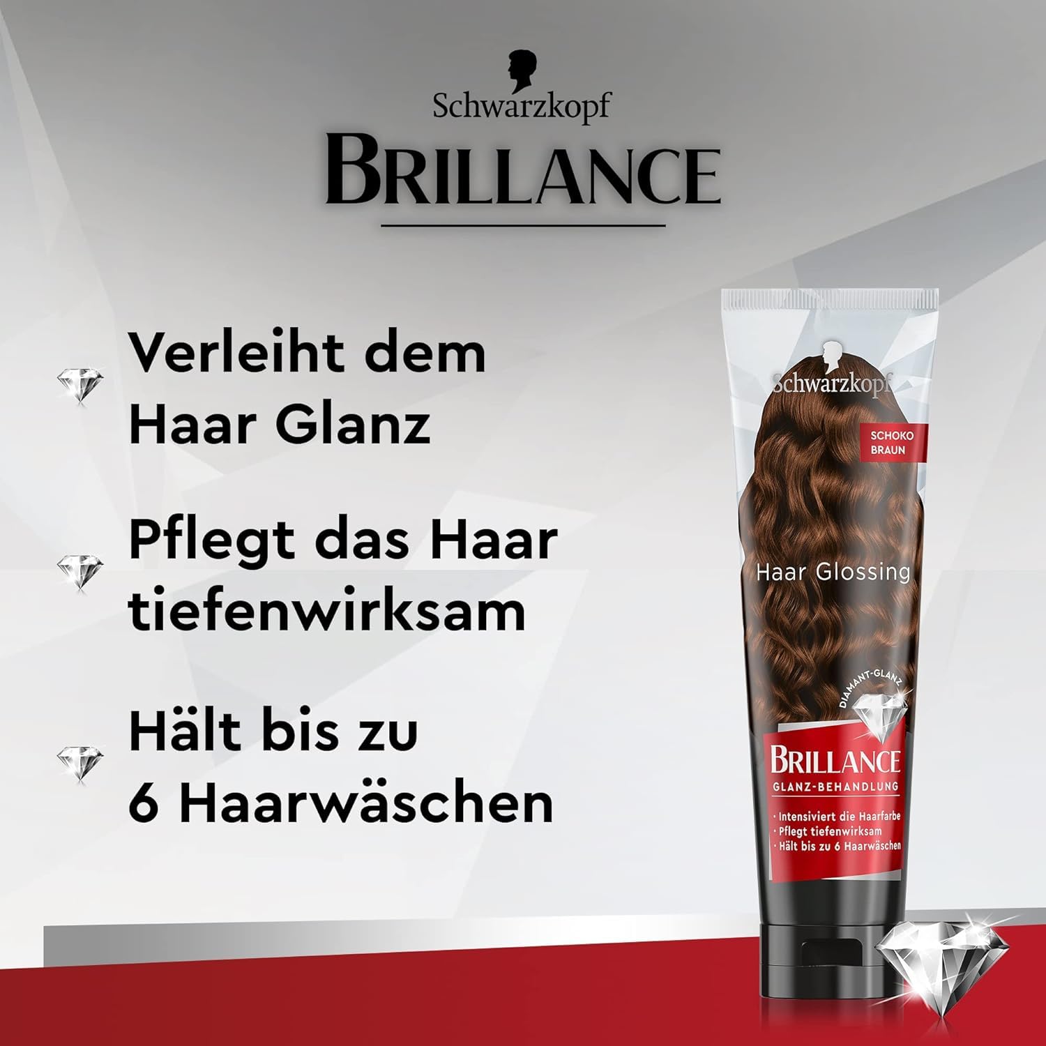 Brillance Glanz-Behandlung, Haar Glossing Schoko Braun 6 x 150 ml, temporäre Haarfarbe, die wie eine Haarmaske angewendet werden kann, hält bis zu 6 Haarwäschen