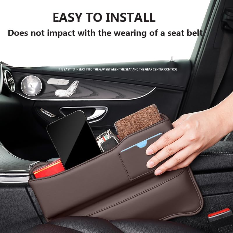 Miniatura 2 de Organizador de espacio para asiento de automóvil, bolsa de cuero para portavasos de automóvil, caja de almacenamiento para espacio de asiento, caja