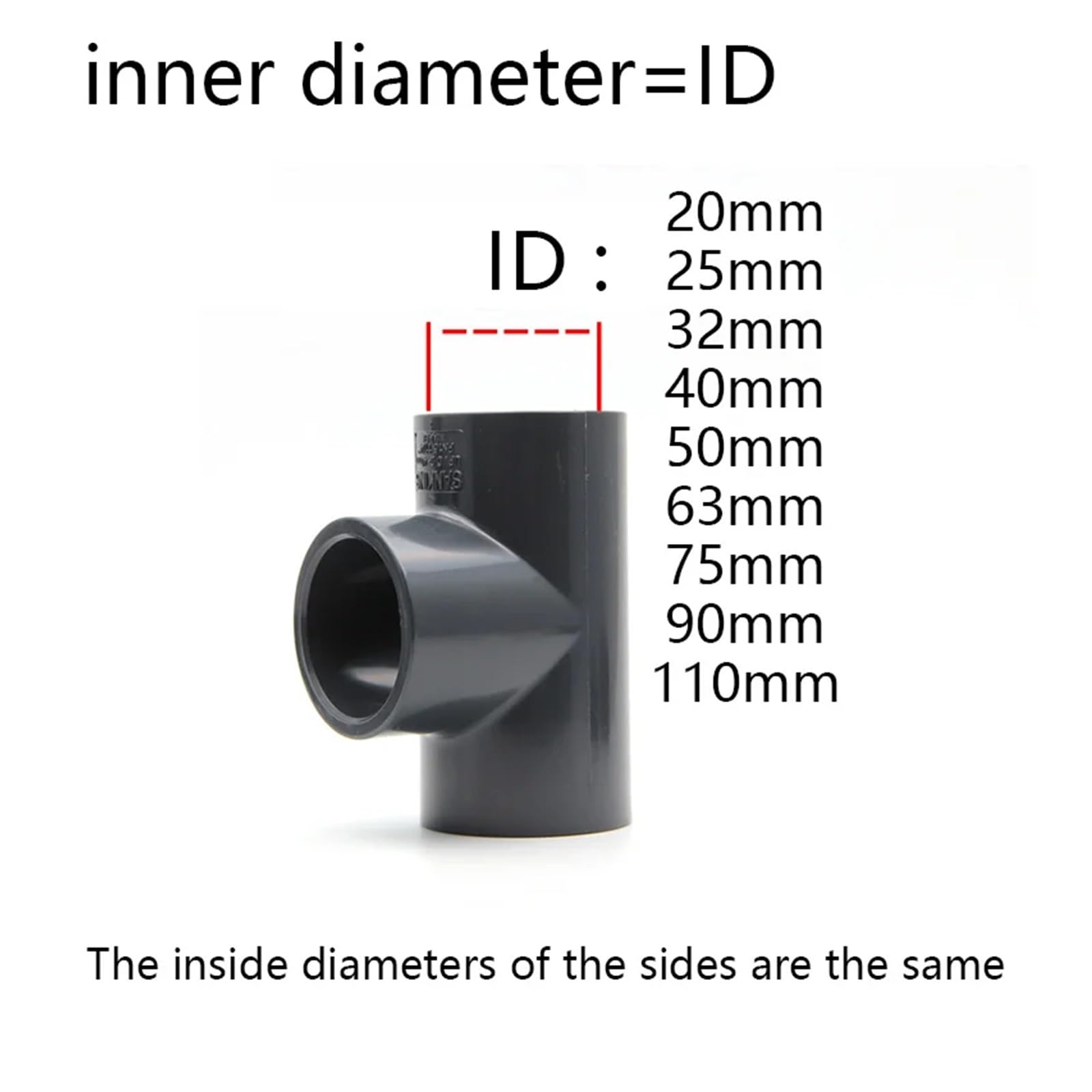 PVC-T-Stück-Verbinder, Hausgarten-Bewässerungssystem-Zubehör, Aquarium-Adapter, Rohrverbinder, Wasserrohrverbinder, 1 Stück(INNER DIAMETER_63MM)