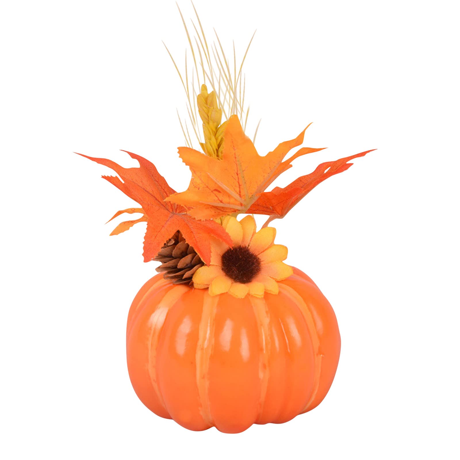 RiforlaDecor Table Pumpkin Ornament Set Pumpkin Photography Fall Maple Leaf Artificial Home Decor Artificial Flower Arrangements with Vase (B, One Size)