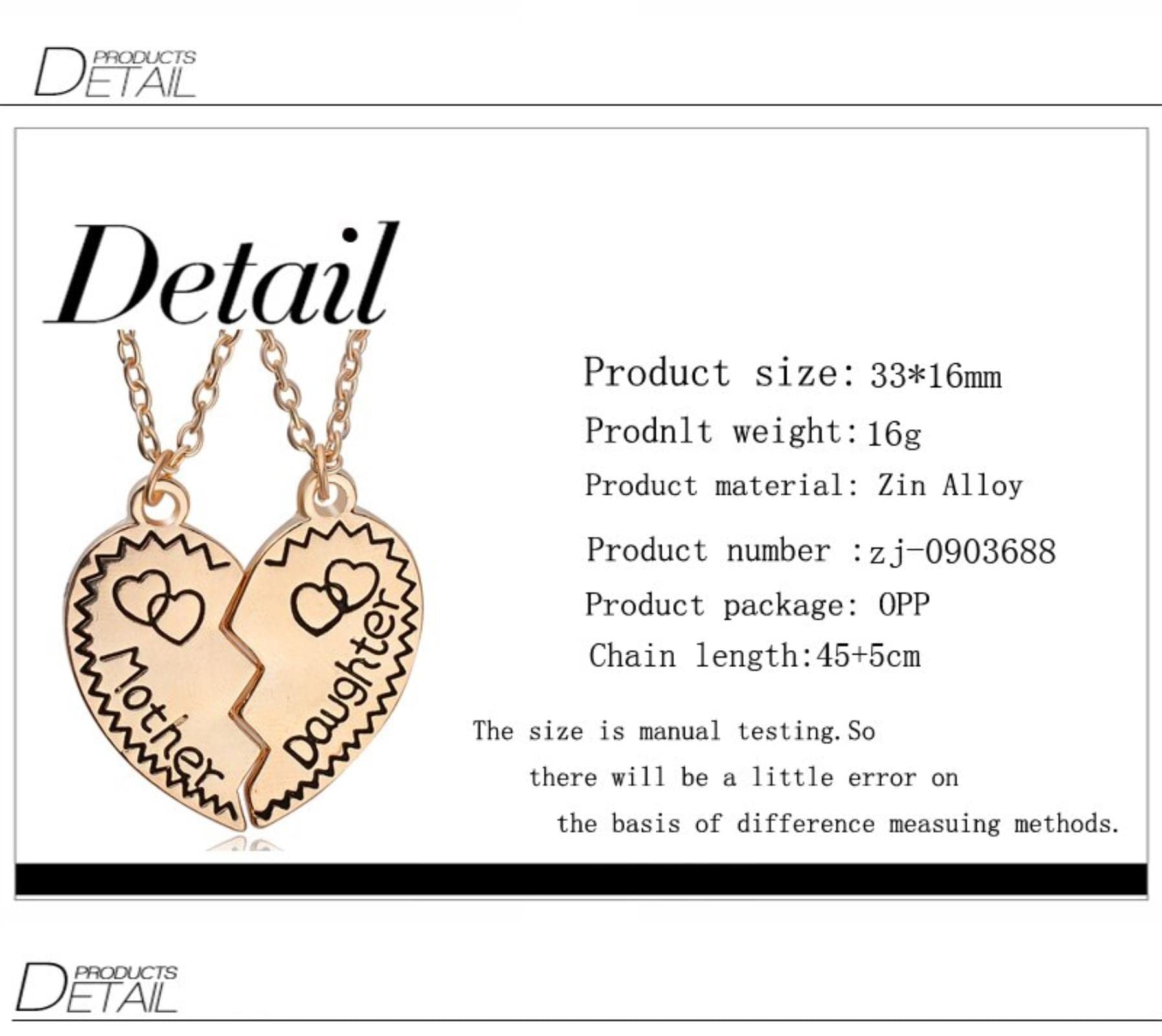 Gepersonaliseerde moeder dochter ketting met hart hanger
