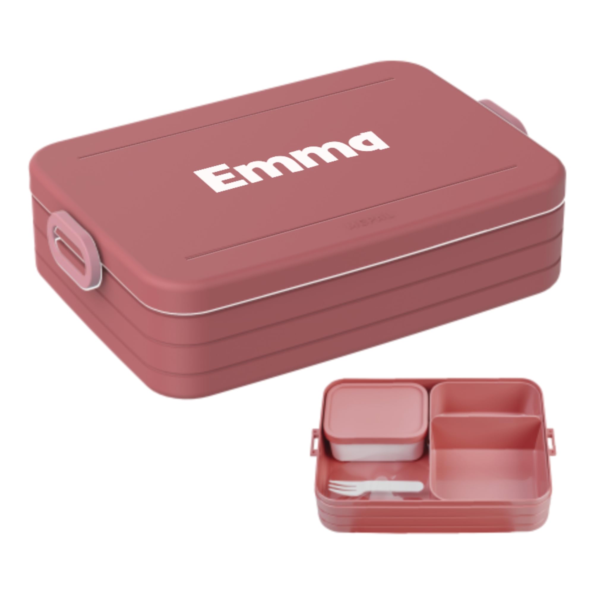 Mepal Set – Personalisierte Bento Lunchbox & Trinkflasche 700 ml – Brotdose mit Namen für Kinder & Erwachsene – BPA-frei – Schule, Büro & unterwegs – Vivid mauve