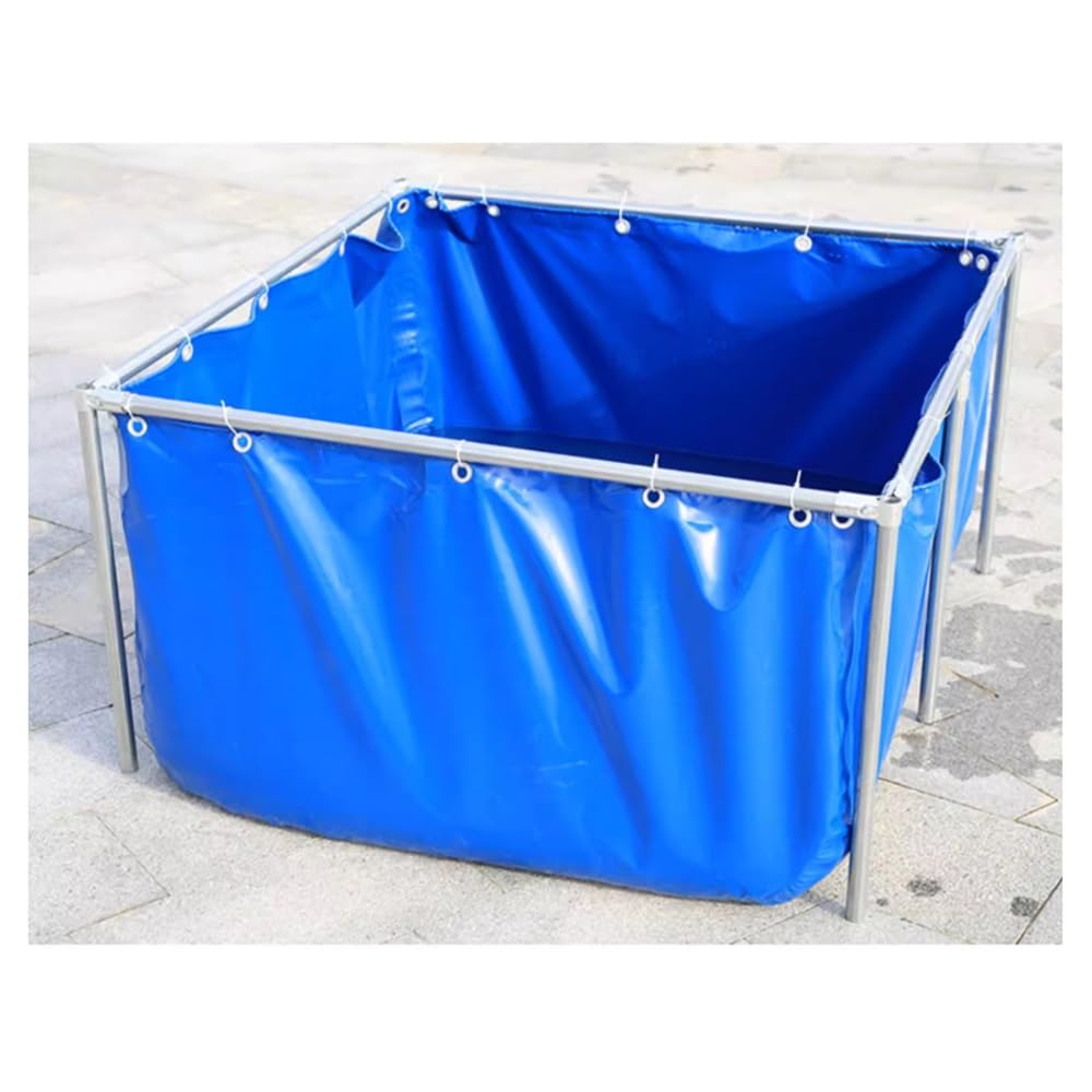 Generico Piscina Fuori Terra Portatile, Vasca per Pesci Pieghevole in PVC per Koi, Allevamento Acquatico da Giardino, Grande Piscina Esterna Ispessita - Blu, 2x2x0,9 m