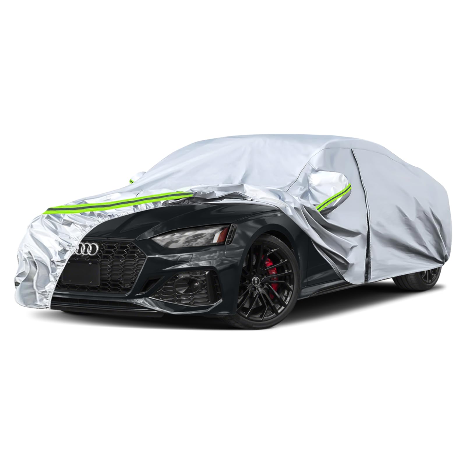 6 Layers Silver Waterproof Car Covers Replace for 2007-2026 Audi A5/S5 | Heavy Duty All Weather Car Cover with Cotton Liner, Zipper Door, Windproof Bands for Snow Rain Dust Protection