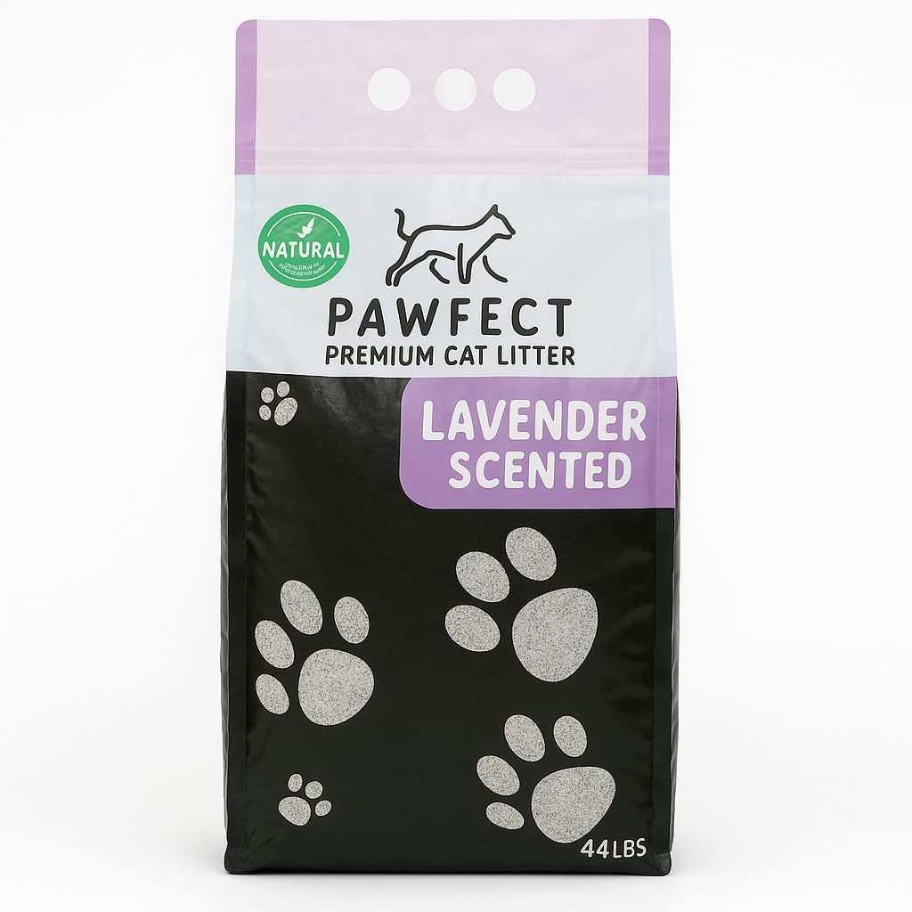 Lavender Scented Clumping Cat Litter – 37.8 lb / 20L, Lightweight, Dust-Free, Odor Control, Turkish Bentonite