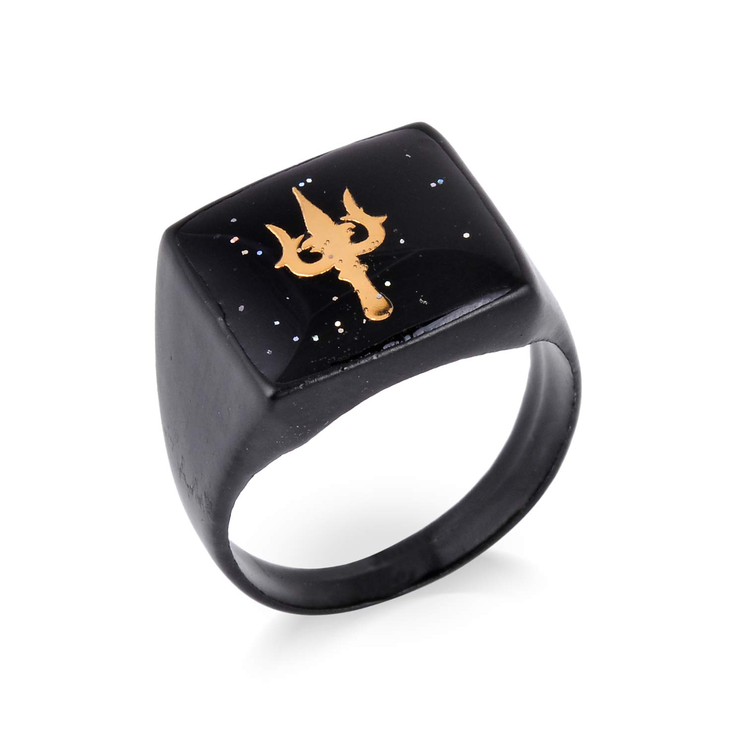 Missmister Brass Black Laminated Shiva Trishul Fashion Fingerring Hindu Jewellery Men Women (MMC7686ORKL)-image-5