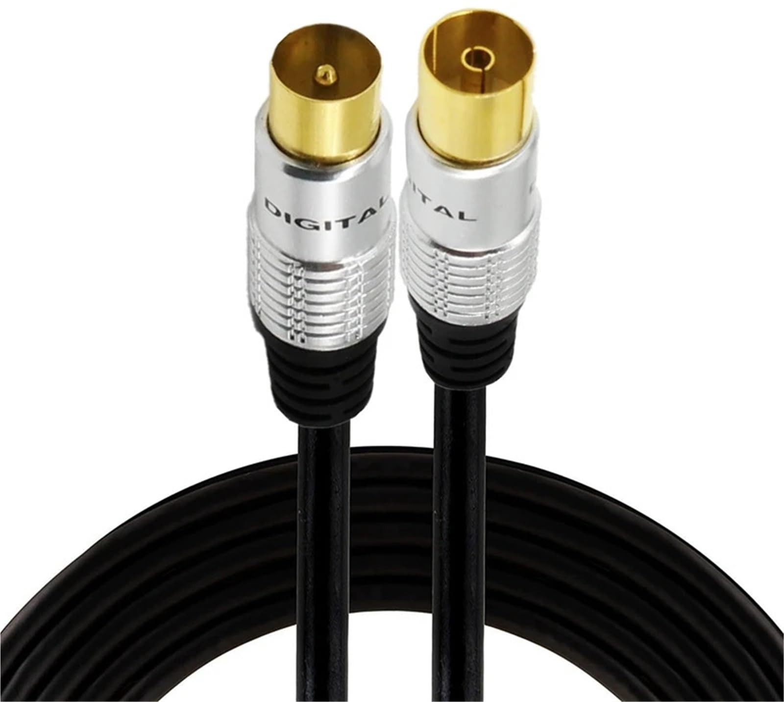 Kabel przedłużający RG59U 9,5 mm do telewizora męskiego na żeński kabel koncentryczny do telewizora satelitarnego Modem kablowy Set-top box pozłacany (2 m, TV9,5 mm M-M)