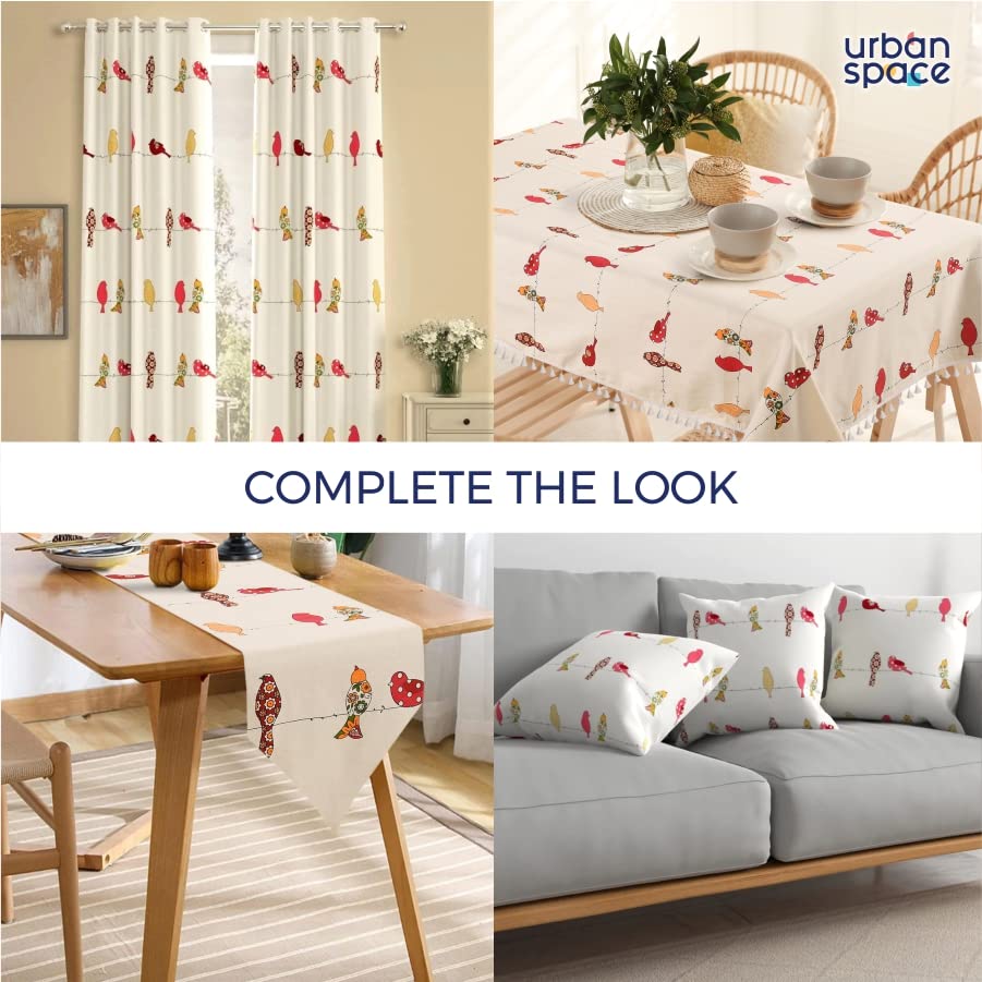 Image of Urban Space 100% Cotton Dining Table Runner, Printed Anti Skid Runner for Dining Table, Center Table Runners for 4 Seater & 6 Seater Table (13 inch x 76 inch, Humming Bird Red)