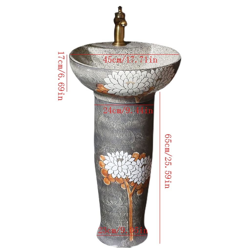 Lavandino Per Lavanderia Lavabi in ceramica for bagno Lavandino artistico vintage Lavabo verticale con piedistallo lavabo in un unico pezzo Piedistallo combinato Lavabi Da Esterno Freestanding