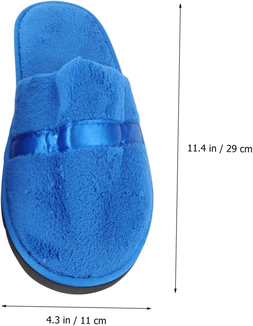 Unisex Warm Thick Coral Fleece Hotel Slippers for Home and Salon Anti-skid Sole Cozy Guest Footwear Blue for Winter Use