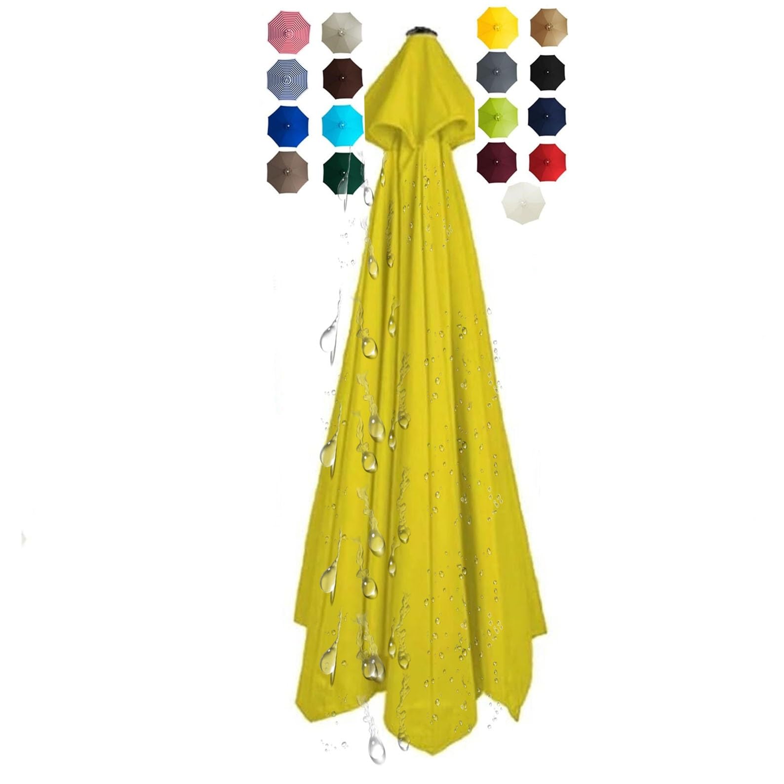 Miecoae Patio Umbrella Replacement Canopy, Parasol Canopy Cover for 200cm/270cm/300cm +6 Arms/8 Arms Parasol, Replacement Parasol Canopy Waterproof, Washable(@18,6 ribs/3.0m(9.8ft)