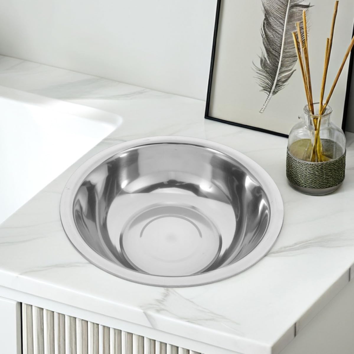 Mipcase Vaschetta per pediluvio in acciaio inox con design spazioso e superficie facile da pulire, moderna e minimalista, per pediluvio e bagno, 32 cm