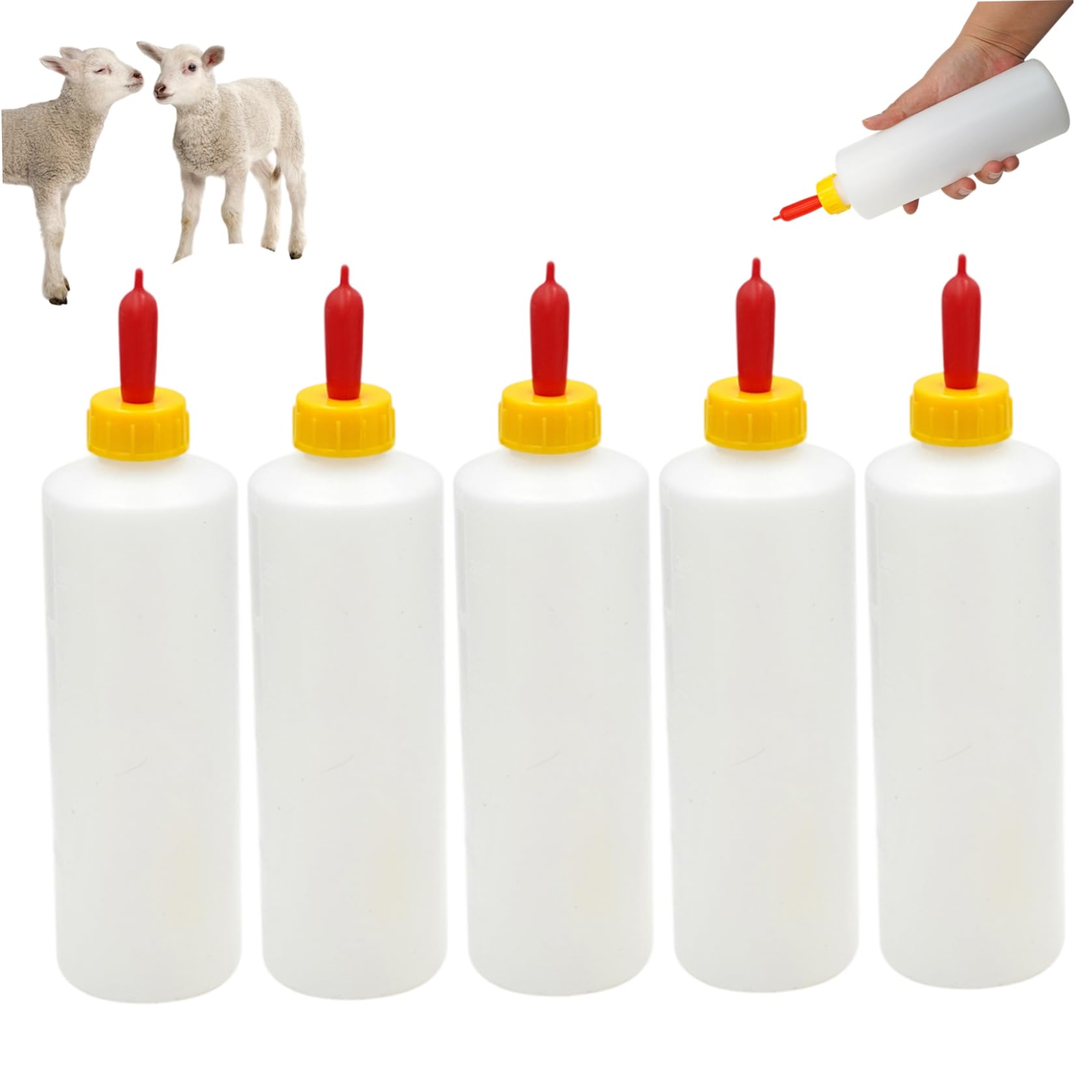 5 pièces biberon de chèvre 400 ml biberons de chèvre pour nourrir les bébés chèvres biberon d'agneau avec tétines remplacement pour nourrir le bétail veau d'agneau mouton, biberons pour bébé