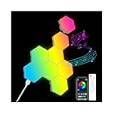 8 Pack Hexagon Lights Wall RGB Panel - Hexagonal Led Lights Room Decor Wall Lights Smart APP Music with Sync Honeycomb Shape Panels Hexagon Gaming Night Lights for Bedroom Children