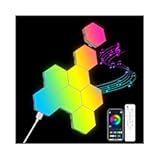 8 Pack Hexagon Lights Wall RGB Panel - Hexagonal Led Lights Room Decor Wall Lights Smart APP Music with Sync Honeycomb Shape Panels Hexagon Gaming Night Lights for Bedroom Children