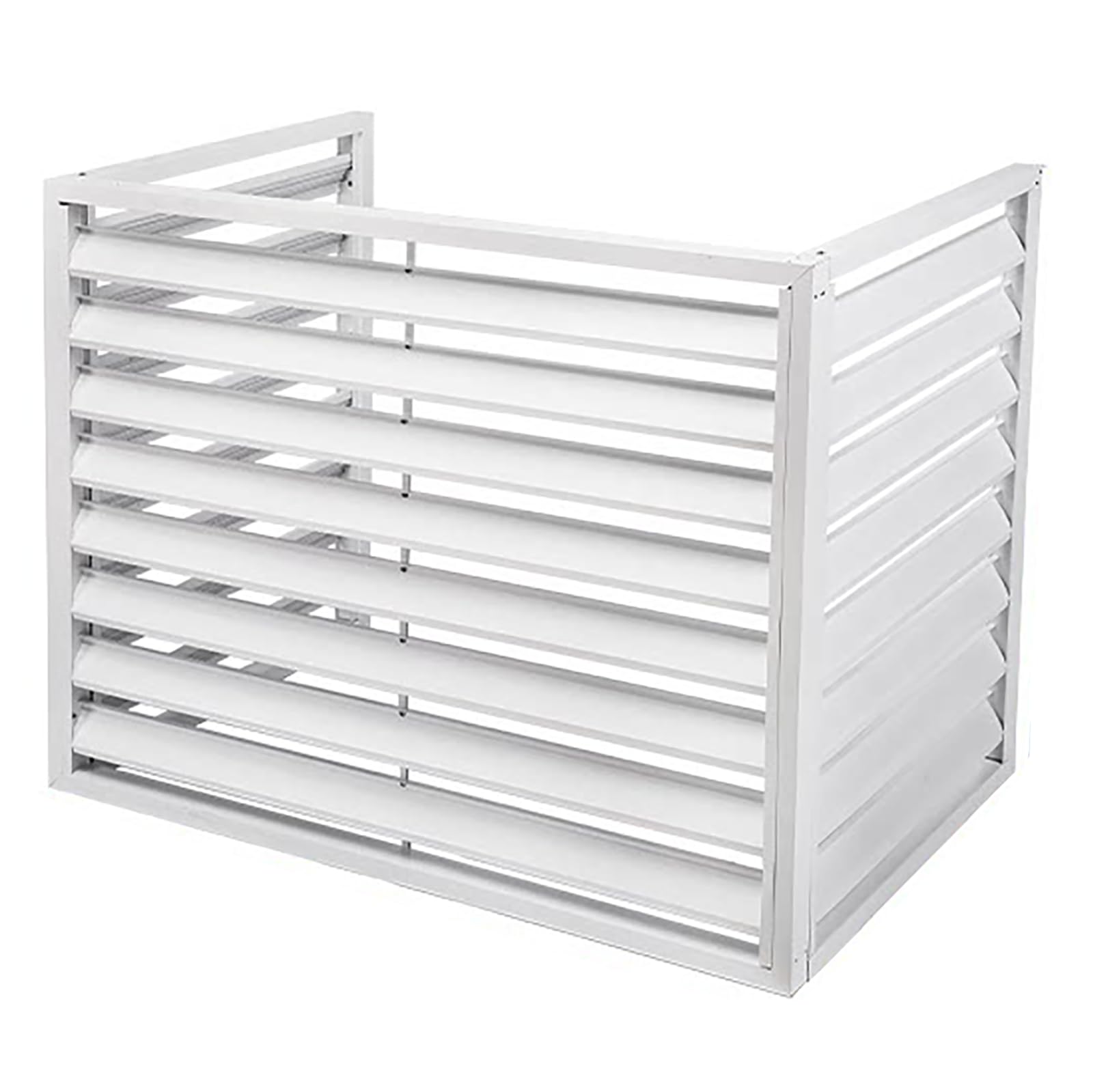 Aluminum Mini-Split Condenser Cover, Outdoor Condenser Protective Cover, Fencing to Hide Air Conditioner,Ideal for Plant Stand and Concealing Ac Unit (3sides-White,100x50x65cm)