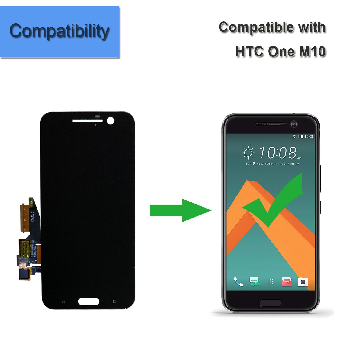 Écran LCD + Vitre Tactile Complet Pour HTC 10 / One M10 - Remplacement En Argent Ou Noir