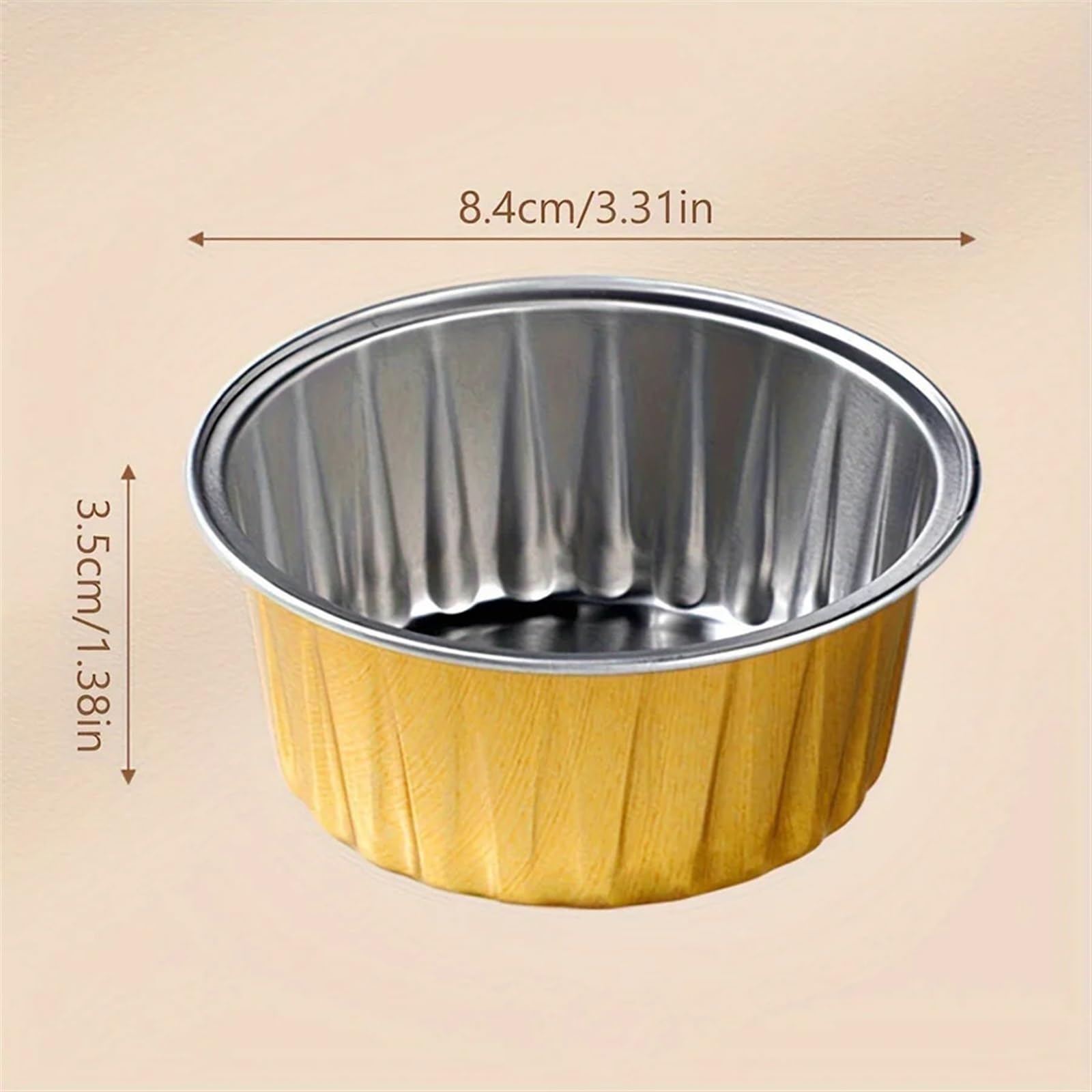 40 Piezas, Caja de Papel de Aluminio desechable para Hornear, Caja de Papel de Aluminio para pudín, Crema, Tarta de Huevo, Pastel, Caja de Papel de Aluminio para Hornear, Tarta de