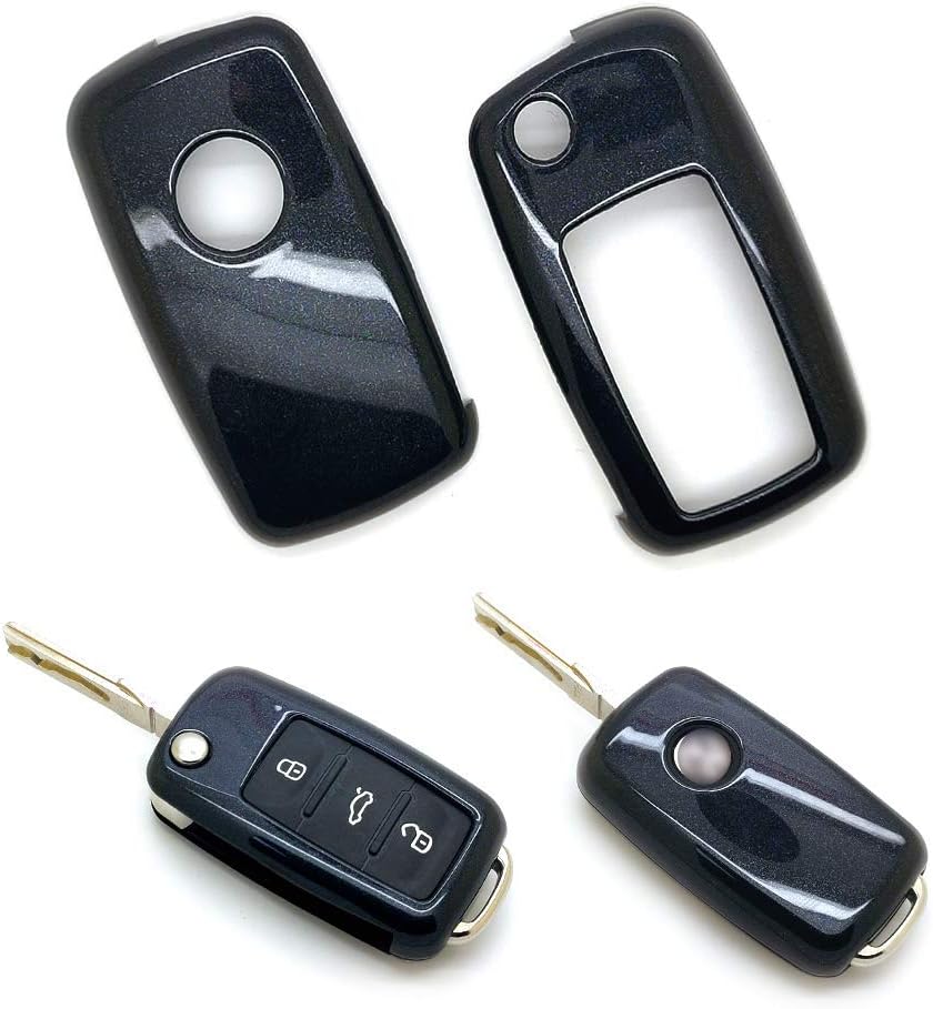 carmonmon Plastic Remote Smart Key Fob Shell Cover Case Bag Holder Cover for VW Beetle Passat Tiguan Touran Jetta MK1-MK6 Golf GTI/Rabbit/R/MK6/MK5 (Black)
