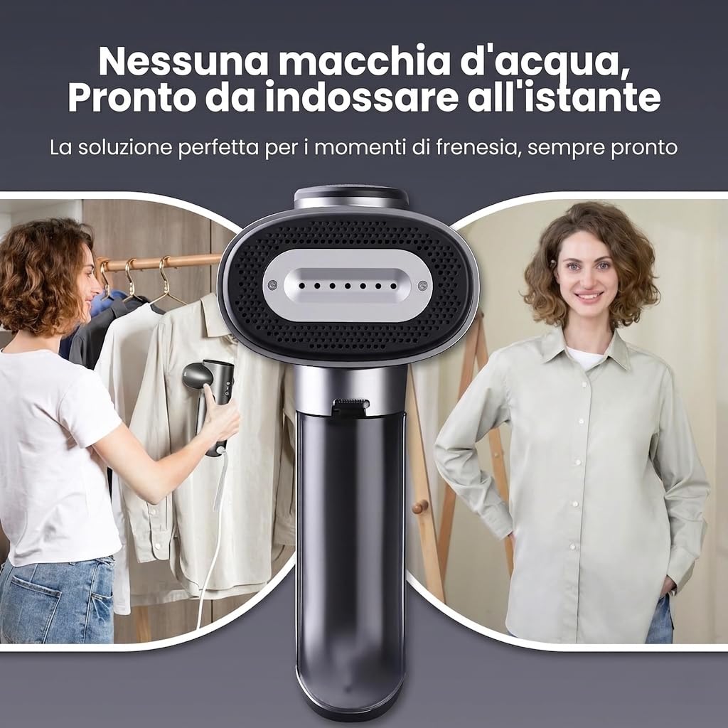 Neakasa Magic 1 Ferro da stiro a vapore sottovuoto, stiratore portatile da viaggio, tecnologia AirIron, aspirazione 2300Pa adesione tessuto, stiro a una mano, asciutto subito, 220-240V (Argento)