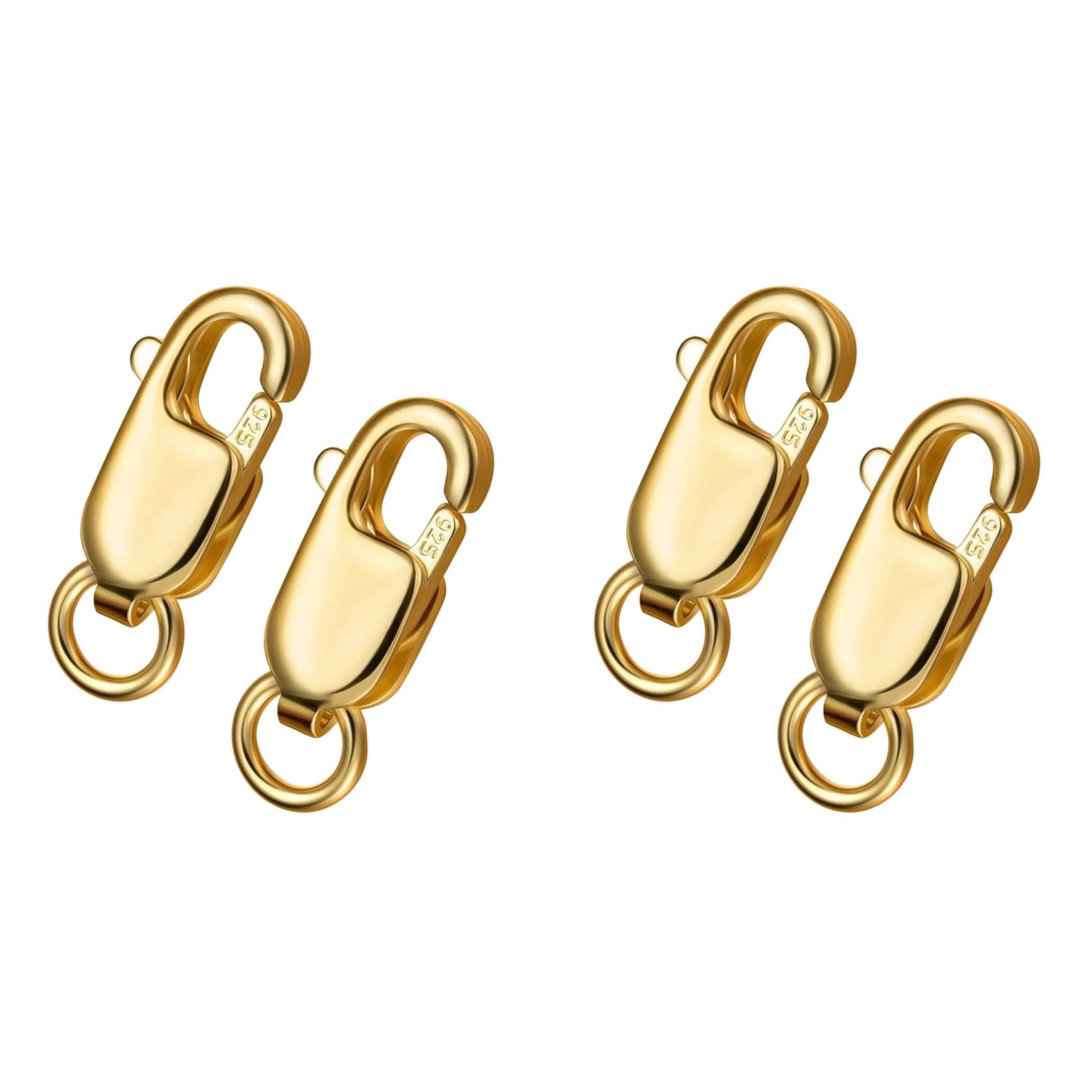 Hndhbfgrt 4 Pieces of Solid Silver Lobster Clasp Hook and Claw Jewelry Making Necklace Bracelet Clasp