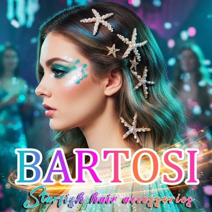 BARTOSI Starfish Hair Clip Silver Mermaid Hair Clips Seashell Hair Accessories for Women and Girls (Pack of 4) - Image 7