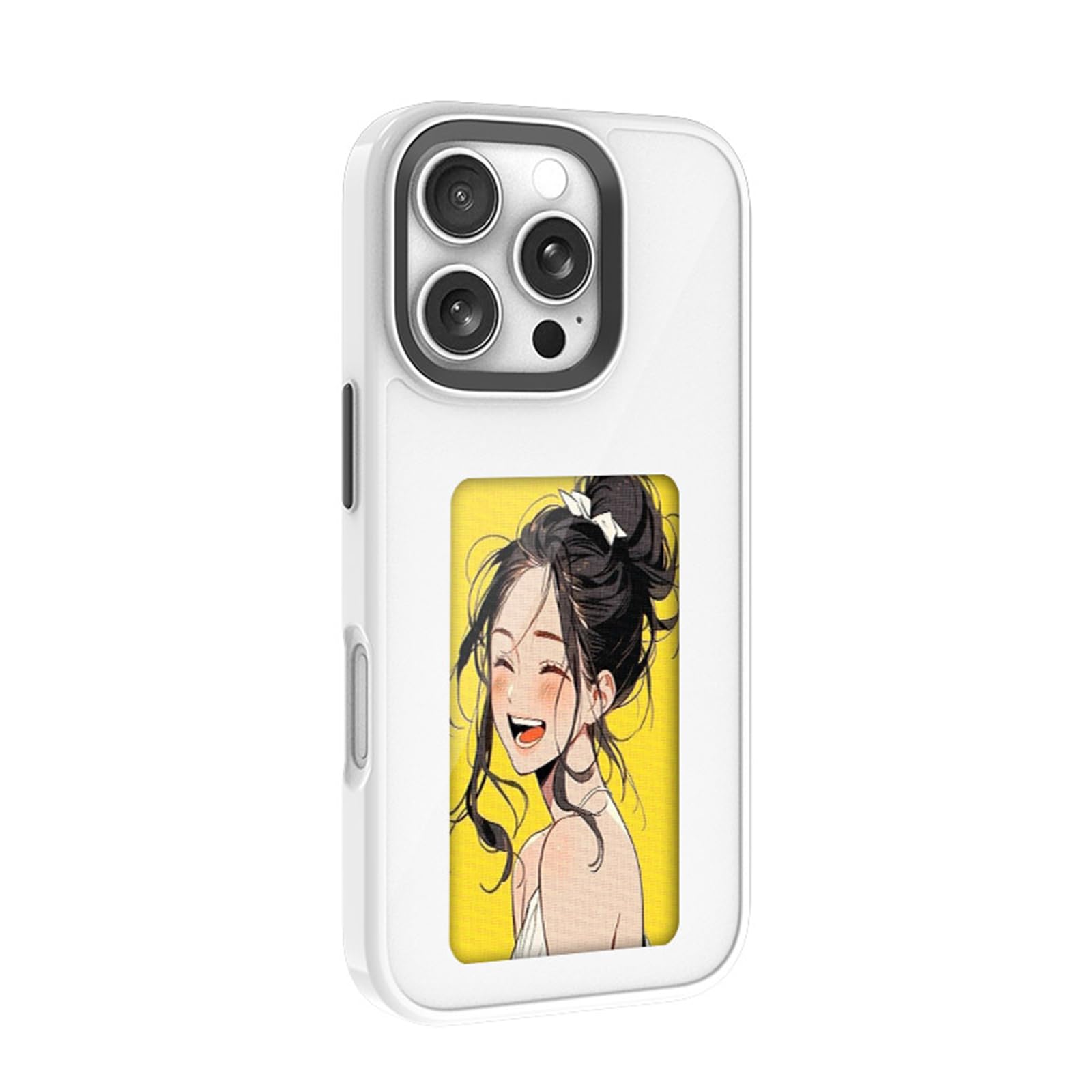 QSM E Ink - Custodia per iPhone 16 Pro Max, custodia con proiezione fotografica per visualizzare istantaneamente le foto sullo schermo d'inchiostro da 3,7 pollici, cover posteriore per personalizzare