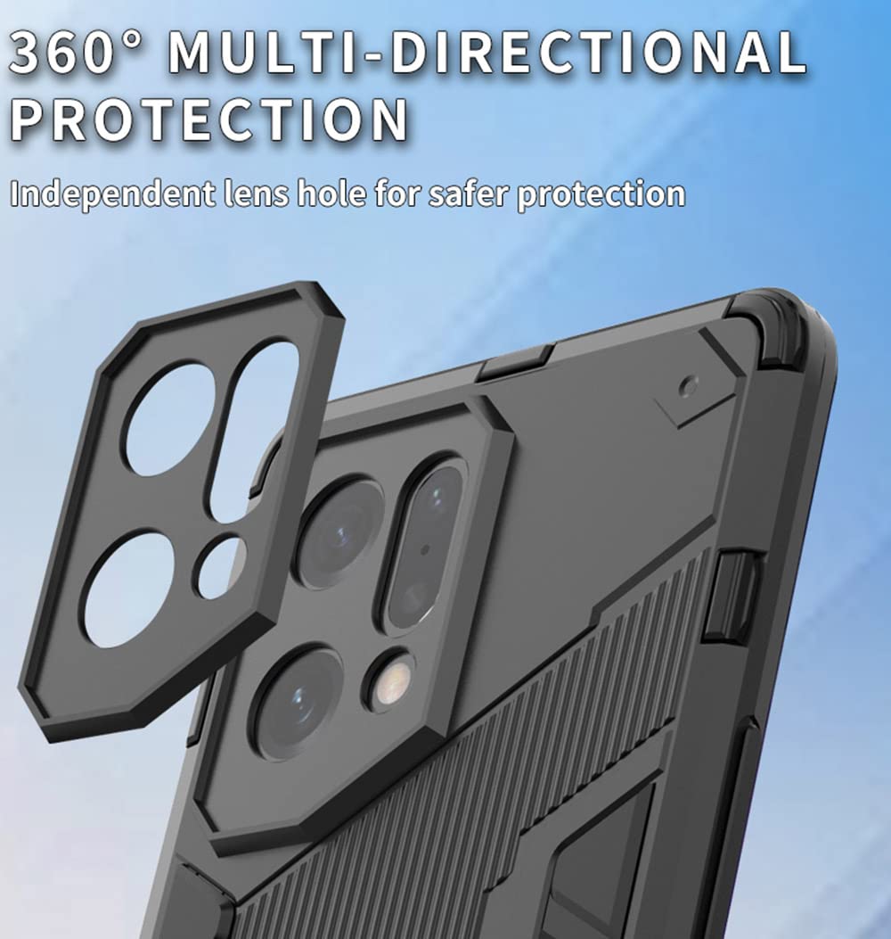 Custodia SEAHAI Per Oppo Find X5: Anti-Caduta Militare Con Supporto Nascosto! Paraurti Morbido E Ultra Sottile, Colore Blu.