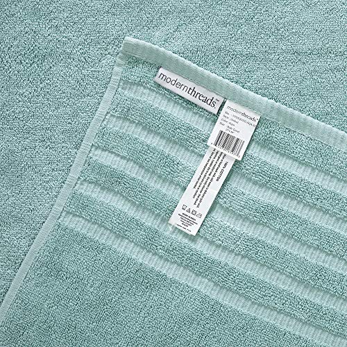 Amrapur Overseas 5YDJQORG-AQA-ST 6-Piece Yarn Dyed Organic Vines Jacquard/Solid Ultra Soft 500Gsm 100% Combed Cotton Towel Set [Aqua] thumb #2